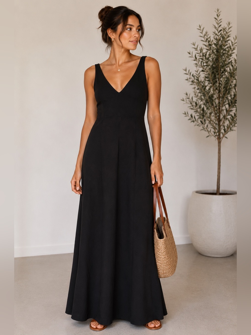 Show Me Your Mumu Black Sleeveless Maxi Dress Size Large Minimalist
